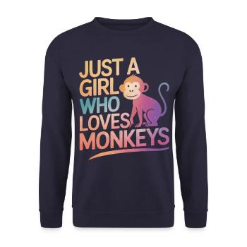 Monkey Monkey Animal Gorilla Chimpanzee - Unisex Sweatshirt - navy - Front - Alina (178cm) & Michal (187cm)