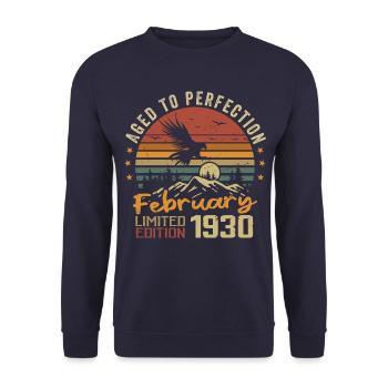 Né en Fevrier 1930 Anniversaire 1930 Février - Sweat-shirt Unisexe - marine - Devant - Alina (178cm) & Michal (187cm)