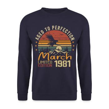 Les Légendes Sont Nées en Mars 1981 Vintage Retro - Sweat-shirt Unisexe - marine - Devant - Alina (178cm) & Michal (187cm)