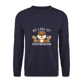 Die Lage Ist Besäufniserregend Mädelsabend - Unisex Pullover - Navy - Vorne - Alina (178cm) & Michal (187cm)