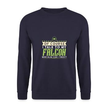 falknerei falke - Unisex Pullover - Navy - Vorne - Alina (178cm) & Michal (187cm)