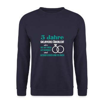 Hochzeitstag Jubiläum Verheiratet Ehe Ehemann - Unisex Pullover - Navy - Vorne - Alina (178cm) & Michal (187cm)