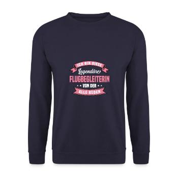 Pilot Stewardess Flugbetreuerin Flugbegleiterin - Unisex Pullover - Navy - Vorne - Alina (178cm) & Michal (187cm)