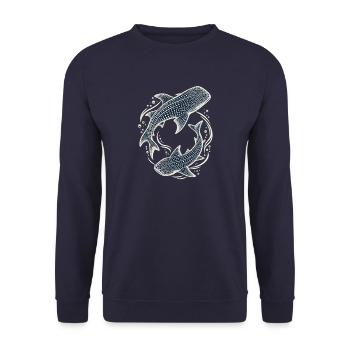 Walhai Ozeantiere Meeresleben Biologie Kunst - Unisex Pullover - Navy - Vorne - Alina (178cm) & Michal (187cm)