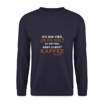 Kaffee Zubehör Koffein Getränk Wachmacher Kaffee - Unisex Pullover - Navy - Vorne - Alina (178cm) & Michal (187cm)