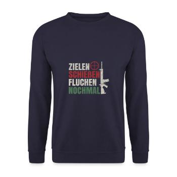 Schützenfest Schießen Schießsport Sportschütze - Unisex Pullover - Navy - Vorne - Alina (178cm) & Michal (187cm)