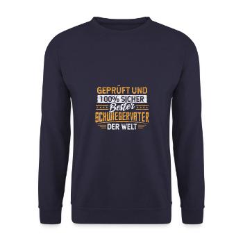 Schwiegerpapa Schwiegereltern Schwiegervater - Unisex Pullover - Navy - Vorne - Alina (178cm) & Michal (187cm)