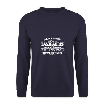 Taxifahrer Taxi Beruf Transportmittel Großraumtaxi - Unisex Pullover - Navy - Vorne - Alina (178cm) & Michal (187cm)