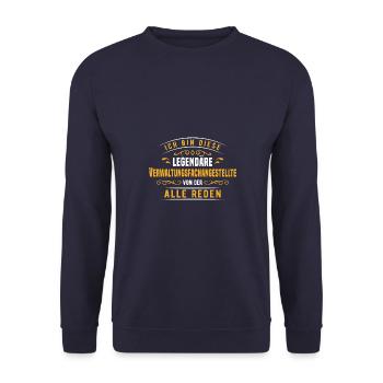 Stadtverwaltung Büro Verwaltungsfachangestelte - Unisex Pullover - Navy - Vorne - Alina (178cm) & Michal (187cm)