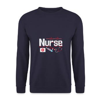 Pflegekraft Krankenpflege Krankenschwester - Unisex Pullover - Navy - Vorne - Alina (178cm) & Michal (187cm)