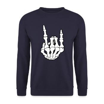 Idée cadeau main squelette rock'n'roll blanc - Sweat-shirt Unisexe - marine - Devant - Alina (178cm) & Michal (187cm)