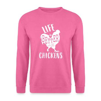 Huhn Hühner Chicken Chickens Hahn Eier Geschenk - Unisex Pullover - Pink - Vorne