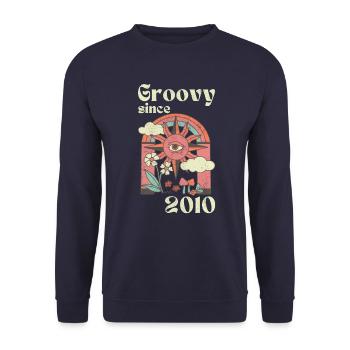 Groovy since 2010 with retro graphics - Unisex Sweatshirt - navy - Front - Alina (178cm) & Michal (187cm)