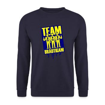 Team Bräutigam Polterhochzeit - Unisex Pullover - Navy - Vorne - Alina (178cm) & Michal (187cm)