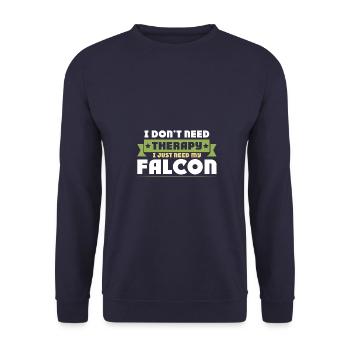 falknerei therapie spruch - Unisex Pullover - Navy - Vorne - Alina (178cm) & Michal (187cm)