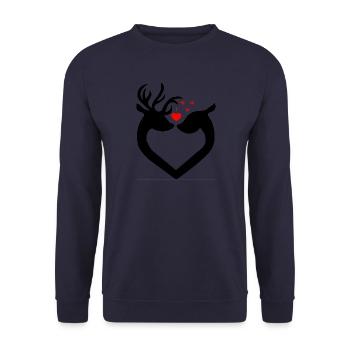 Niedliches Liebe Hirsch Reh Tier Verliebt - Unisex Pullover - Navy - Vorne - Alina (178cm) & Michal (187cm)