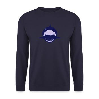 Hai-Zahn Hai Mund im Jahre 1504 offen - Unisex Pullover - Navy - Vorne - Alina (178cm) & Michal (187cm)