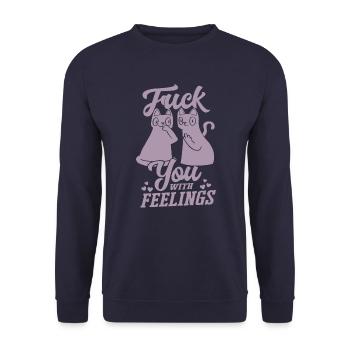 Cat with feelings funny sarcastic - Unisex Sweatshirt - navy - Front - Alina (178cm) & Michal (187cm)