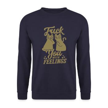 Cat with feelings funny sarcastic - Unisex Sweatshirt - navy - Front - Alina (178cm) & Michal (187cm)