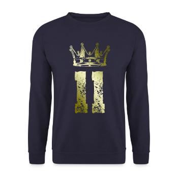 11 Zahl Krone - Unisex Pullover - Navy - Vorne - Alina (178cm) & Michal (187cm)