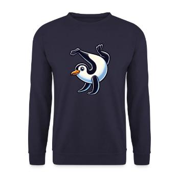 Pingouin Équilibre sur les mains Mignon Comique Gymnastique - Sweat-shirt Unisexe - marine - Devant - Alina (178cm) & Michal (187cm)
