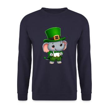 St. Patricks Day Elefant Grün - Unisex Pullover - Navy - Vorne - Alina (178cm) & Michal (187cm)