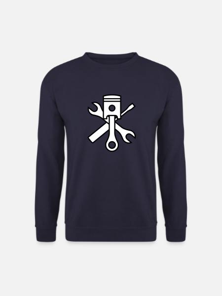 Kolben und Werkzeug 2c (+ Dein Text) - Unisex Pullover - Navy