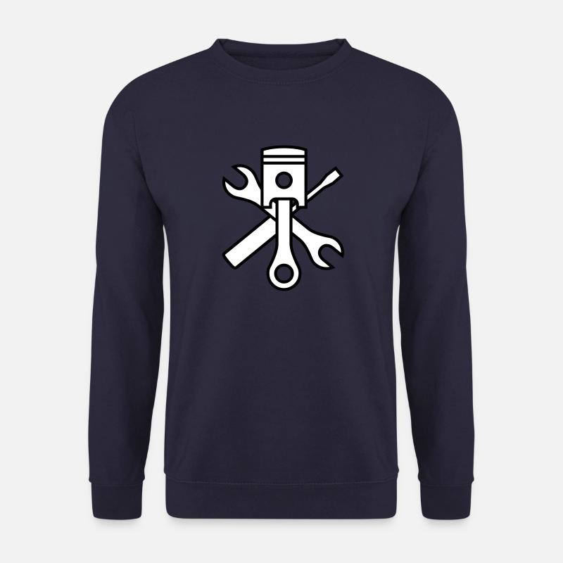 Kolben und Werkzeug 2c (+ Dein Text) - Unisex Pullover - Navy