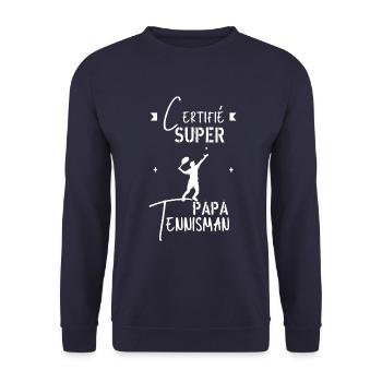 Super papa Tennisman - Sweat-shirt Unisexe - marine - Devant - Alina (178cm) & Michal (187cm)