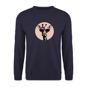Giraffe mit Brille - Unisex Pullover - Navy - Vorne - Alina (178cm) & Michal (187cm)