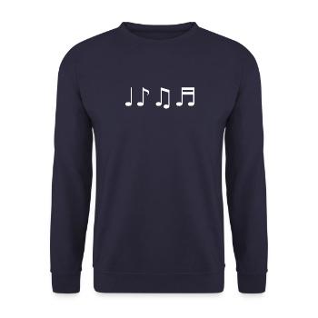 Noten Musiknoten Musik Geschenkidee weiß - Unisex Pullover - Navy - Vorne - Alina (178cm) & Michal (187cm)