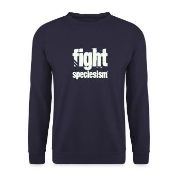 fight speciesism Kleidung für Tierrechte - Unisex Pullover - Navy - Vorne - Alina (178cm) & Michal (187cm)
