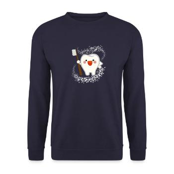 Zahn, Zähne, putzen, yay - Unisex Pullover - Navy - Vorne - Alina (178cm) & Michal (187cm)