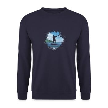 Stand Up Paddle, SUP, Surf, Eau; mer d'été - Sweat-shirt Unisexe - marine - Devant - Alina (178cm) & Michal (187cm)
