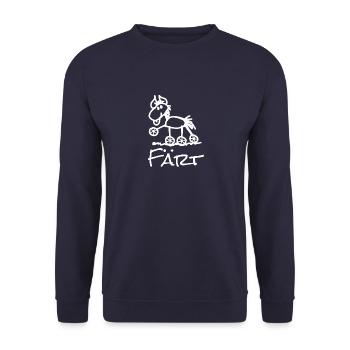 Lustiges Färt Pferd auf Rollen - Unisex Pullover - Navy - Vorne - Alina (178cm) & Michal (187cm)