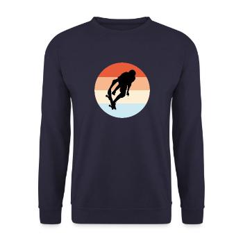 Skater Skate Skateboard Sk8 - Unisex Pullover - Navy - Vorne - Alina (178cm) & Michal (187cm)