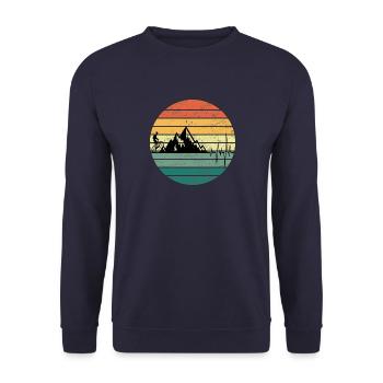 Mountainbike Biker Downhill Geschenk Herzschlag - Unisex Pullover - Navy - Vorne - Alina (178cm) & Michal (187cm)