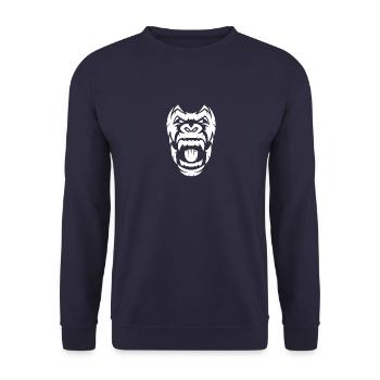 Gorilla design in white - Unisex Sweatshirt - navy - Front - Alina (178cm) & Michal (187cm)