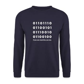 Nerd dans le code binaire - Sweat-shirt Unisexe - marine - Devant - Alina (178cm) & Michal (187cm)