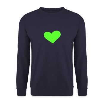 Grünes Herz Geschenkidee - Unisex Pullover - Navy - Vorne - Alina (178cm) & Michal (187cm)