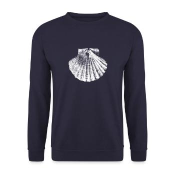 Jakobsmuschel Camino - Unisex Pullover - Navy - Vorne - Alina (178cm) & Michal (187cm)