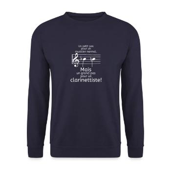 Un Grand Pas Pour Un Clarinette Clarinette - Sweat-shirt Unisexe - marine - Devant - Alina (178cm) & Michal (187cm)