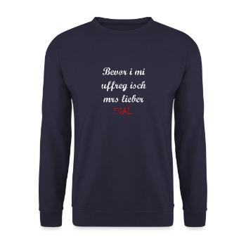 Bevor i mi uffreg isch mrs lieber EGAL-schwäbisch - Unisex Pullover - Navy - Vorne - Alina (178cm) & Michal (187cm)