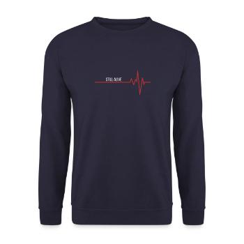 Still alive - heartbeat - Unisex Sweatshirt - navy - Front - Alina (178cm) & Michal (187cm)