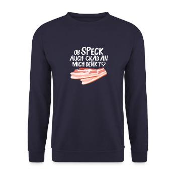Speck Bacon Liebhaber BBQ Grillen Fleisch - Unisex Pullover - Navy - Vorne - Alina (178cm) & Michal (187cm)