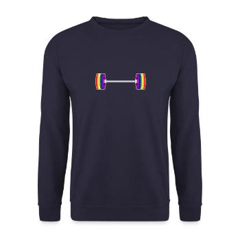barbellandweightspridewhitestrokes - Unisex Sweatshirt - navy - Front - Alina (178cm) & Michal (187cm)