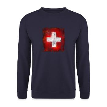 Switzerland - Schweiz - Unisex Pullover - Navy - Vorne - Alina (178cm) & Michal (187cm)