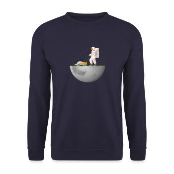 Mond Moon Nasa Weltall Raumschiff Astronaut - Unisex Pullover - Navy - Vorne - Alina (178cm) & Michal (187cm)