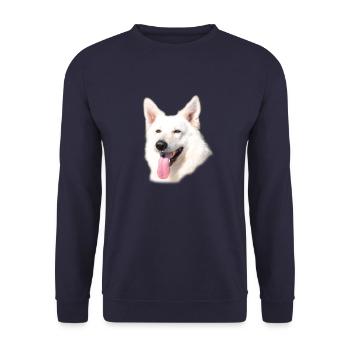 Weißer Schäferhund - Unisex Pullover - Navy - Vorne - Alina (178cm) & Michal (187cm)