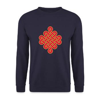 Infinity Buddhism Tibetan endless knot Celtic - Unisex Sweatshirt - navy - Front - Alina (178cm) & Michal (187cm)